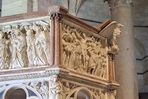 pulpit of the baptistery of pisa